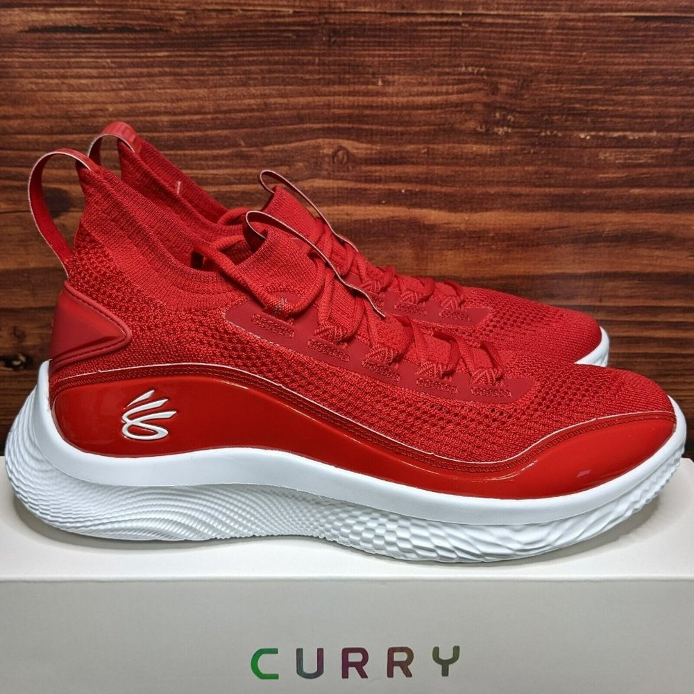 Under Armour Team Curry 8 Flow NM Men's 13.5 Red White Shoes 3024785-605